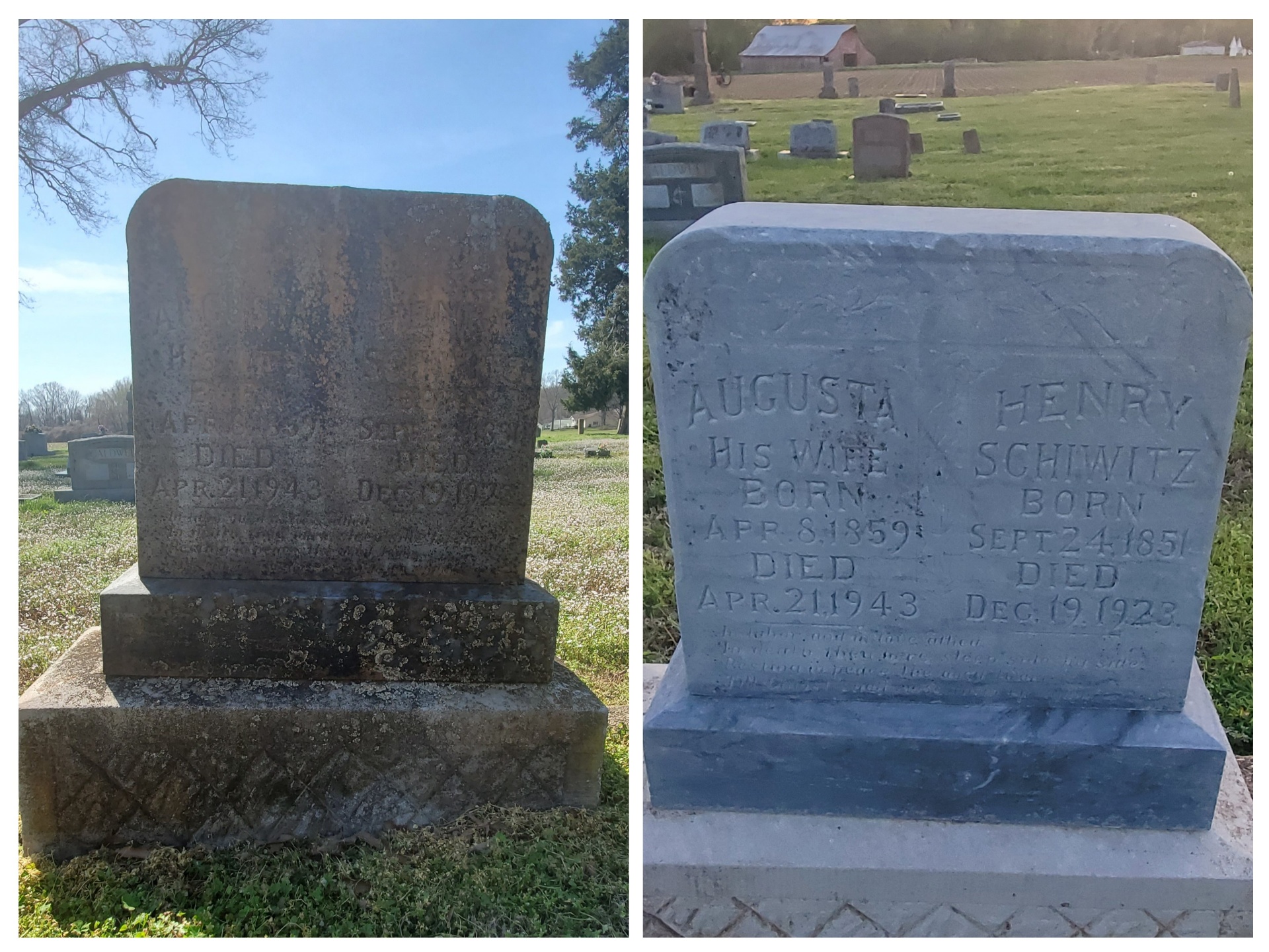 Before and after: Schiwitz Family — Marble, 1923 & 1943