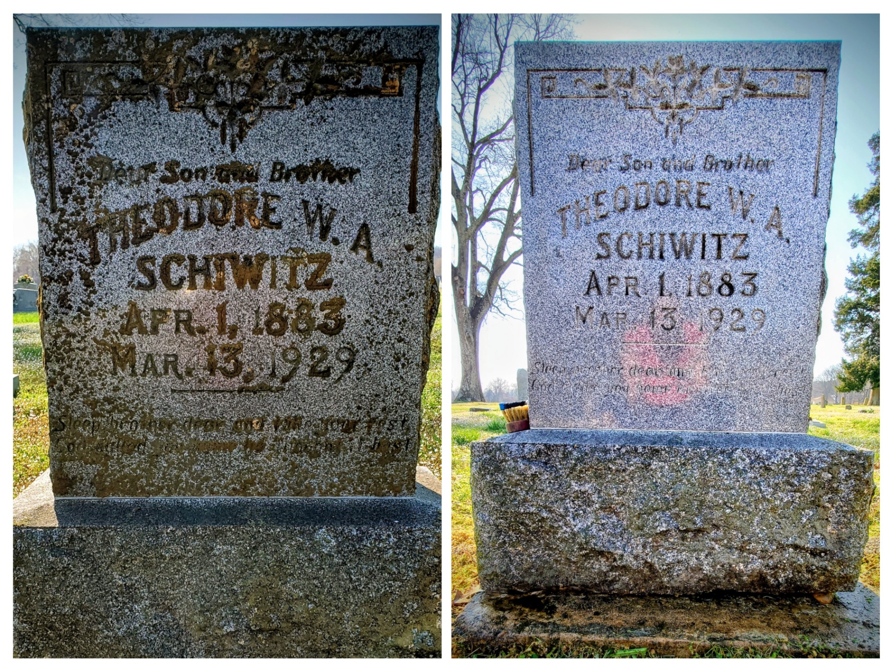 Before and after: Theodore W.A. Schiwitz — Granite, 1929